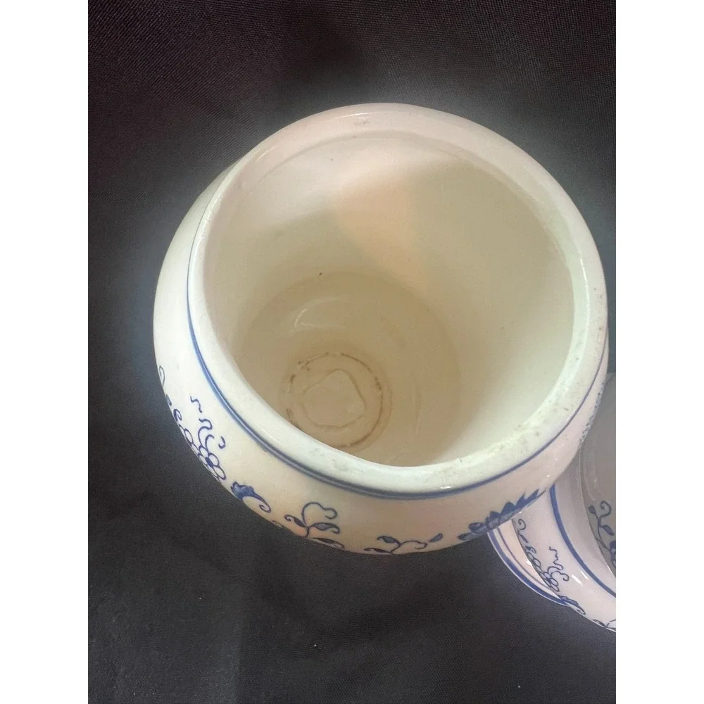 Vintage Blue Onion Style Tea &‎ Coffee Canisters Ceramic Jars Arnart Japan READ